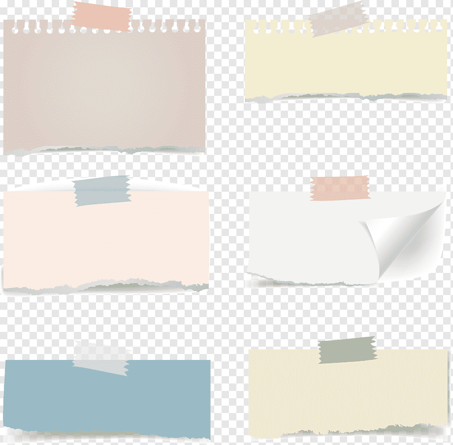 Paper Post-it note Sticker Adhesive tape, Paper tearing effect sticker, six note s, angle, effect, rectangle png