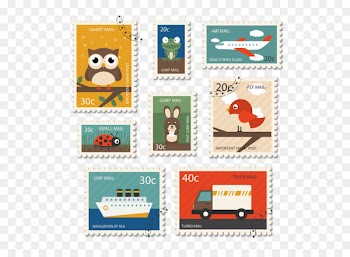 Paper Postage stamp Mail - Travel vector stamps with animals 