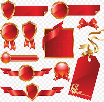 Paper Red ribbon Label - Red ribbon 