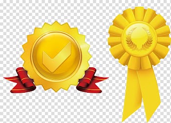 Paper Ribbon Medal Award, Yellow creative gold medal transparent background PNG clipart