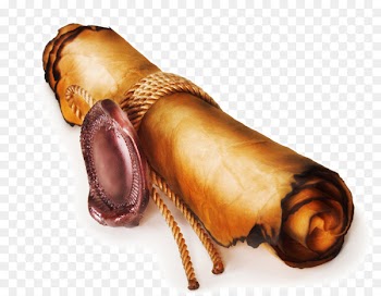 Paper Scroll Parchment - With a rope tied up old leather Reel 
