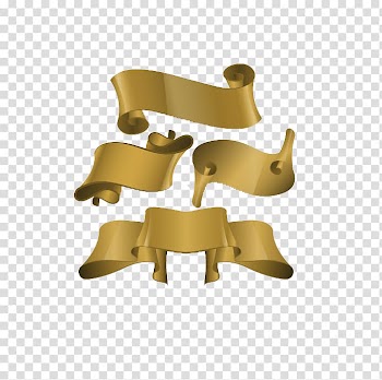Paper Scroll Ribbon, Golden ribbon transparent background PNG clipart