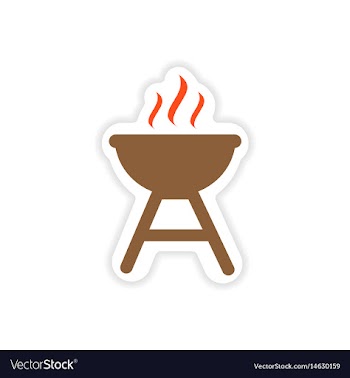 Paper sticker american bbq on white background vector image
