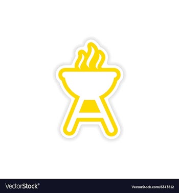 Paper sticker American BBQ on white background vector image