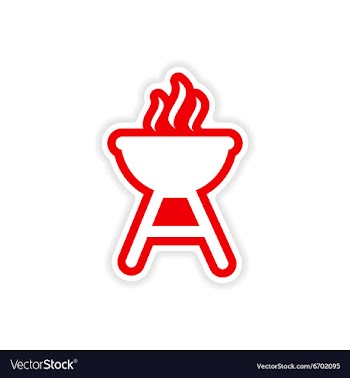 Paper sticker American BBQ on white background vector image
