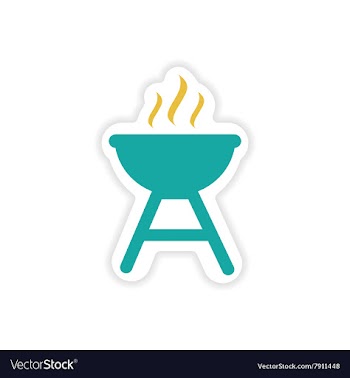 Paper sticker American BBQ on white background vector image