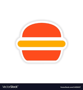 Paper sticker american burger on white background vector image