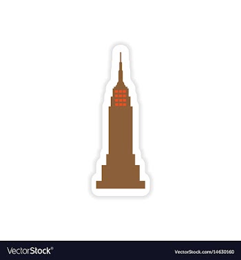 Paper sticker american skyscraper on white vector image