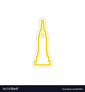 Paper sticker American skyscraper on white vector image