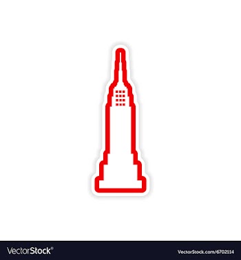 Paper sticker American skyscraper on white vector image