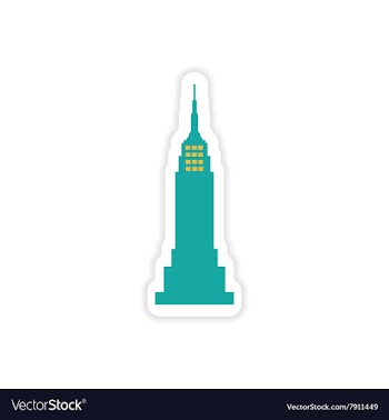 Paper sticker American skyscraper on white vector image