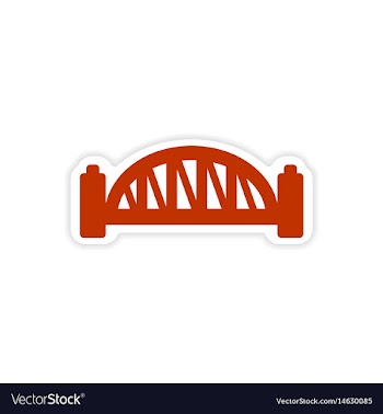 Paper sticker australian bridge on white vector image