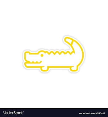 Paper sticker Australian crocodile on white vector image