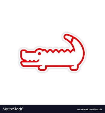 Paper sticker Australian crocodile on white vector image
