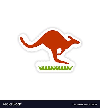 Paper sticker australian kangaroo on white vector image