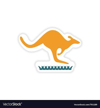 Paper sticker Australian kangaroo on white vector image
