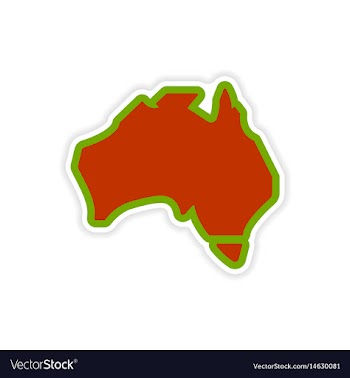 Paper sticker australian map on white background vector image