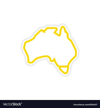 Paper sticker Australian map on white background vector image
