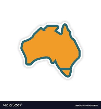 Paper sticker Australian map on white background vector image