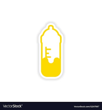 Paper sticker baby bottle on white background vector image