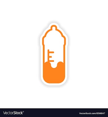 Paper sticker baby bottle on white background vector image