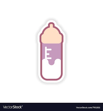Paper sticker baby bottle on white background vector image