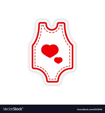 Paper sticker baby clothes on white background vector image
