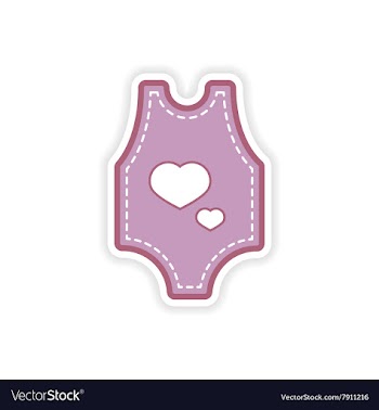 Paper sticker baby clothes on white background vector image