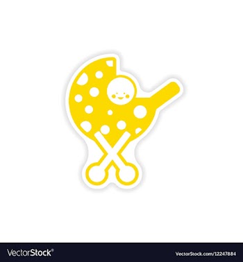Paper sticker baby in stroller on white background vector image