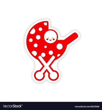 Paper sticker baby in stroller on white background vector image