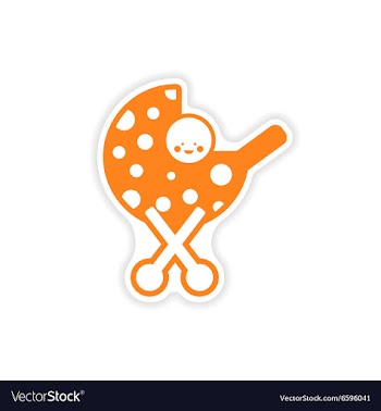 Paper sticker baby in stroller on white background vector image