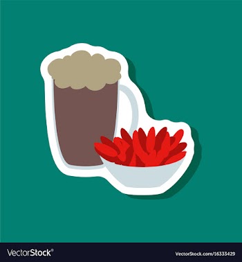 Paper sticker beer and nuts vector image
