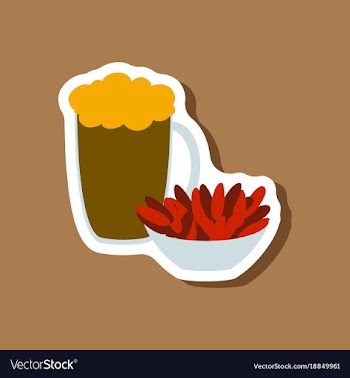 Paper sticker beer and nuts vector image