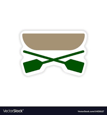 Paper sticker boat and oars on white background vector image