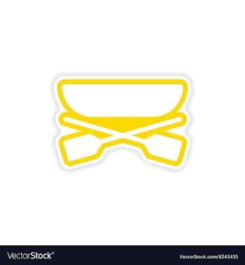 Paper sticker boat and oars on white background vector image