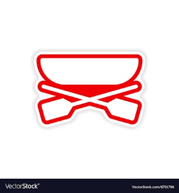 Paper sticker boat and oars on white background vector image