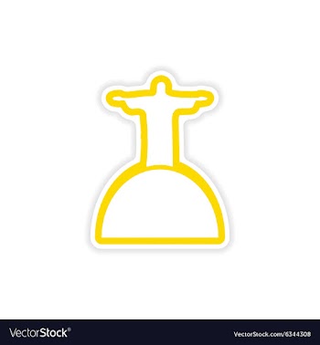 Paper sticker Brazil Statue of Jesus on white vector image