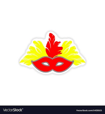 Paper sticker brazilian carnival mask on white vector image