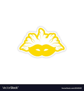 Paper sticker Brazilian carnival mask on white vector image