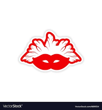 Paper sticker Brazilian carnival mask on white vector image