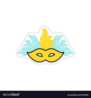 Paper sticker Brazilian carnival mask on white vector image