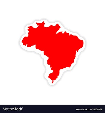 Paper sticker brazilian map on white background vector image