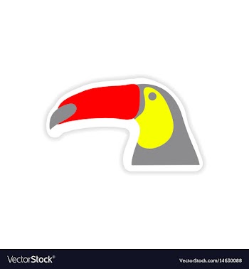 Paper sticker brazilian toucan on white background vector image