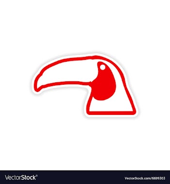 Paper sticker Brazilian toucan on white background vector image