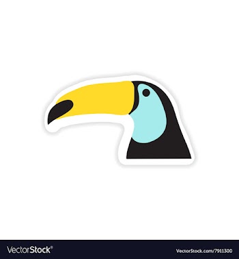 Paper sticker Brazilian toucan on white background vector image
