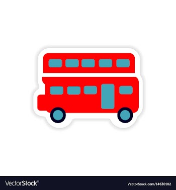Paper sticker british double-decker bus on white vector image