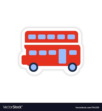 Paper sticker British double-decker bus on white vector image