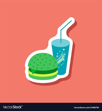 Paper sticker burger and soda vector image