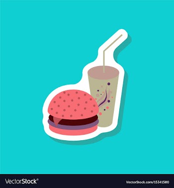 Paper sticker burger and soda vector image