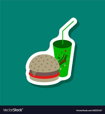 Paper sticker burger and soda vector image